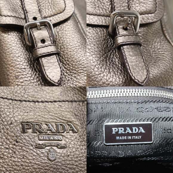 PRADA Shoulder Bag Leather Silver - Picture 11 of 12